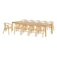 Bowen Extending Dining Set - 220cm-320cm - Natural and Dark Sand - 10 Agustin Spindle Back Chairs