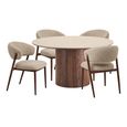 Delphi Dining Set - 140cm - Round - Pedestal Base - Dark Brown - Ceramic and Wooden - 4 Cavi Chairs