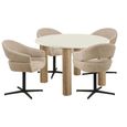 Fondi Dining Set - 120cm - Round - Sand and Brown - 4 Dover Swivel Chairs
