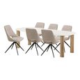 Fondi Dining Set - 240cm - Sand and Brown - 6 Dokka Swivel Chairs