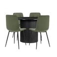 Axel Dining Set - 120cm - 4 Seater - Round - Fluted - Black - Wood - 4 Chair