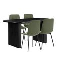 Axel Dining Set - 160cm - 6 Seater - Oval - Fluted - Black - Wood - 4 Chair