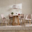 Kylo Oak Dining Set - 120cm - 4 Seater - Round - Slatted Base - 4 Fabric Chair