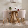 Kylo Oak Dining Set - 120cm - 4 Seater - Round - Slatted Base - 4 Fabric Chair