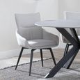 Apollo Extending Dining Set - 6-10 Seater - 160cm-220cm - Grey Ceramic - Ace Swivel Dining Chair - Beige Fabric