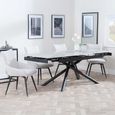 Apollo Extending Dining Set - 6-10 Seater - 160cm-220cm - Grey Ceramic - Ace Swivel Dining Chair - Beige Fabric
