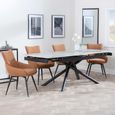 Apollo Extending Dining Set - 6-10 Seater - 160cm-220cm - Grey Ceramic - Ace Swivel Dining Chair - Orange Fabric