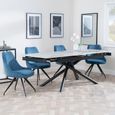 Apollo Extending Dining Set - 6-10 Seater - 160cm-220cm - Grey Ceramic - Arctic Swivel Dining Chair - Blue Velvet Fabric