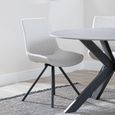 Apollo Extending Dining Set - 6-10 Seater - 160cm-220cm - Grey Ceramic - Boden Swivel Dining Chair - Cream Fabric