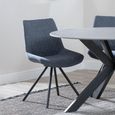 Apollo Extending Dining Set - 6-10 Seater - 160cm-220cm - Grey Ceramic - Boden Swivel Dining Chair - Dark Grey Fabric