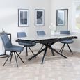 Apollo Extending Dining Set - 6-10 Seater - 160cm-220cm - Grey Ceramic - Boden Swivel Dining Chair - Dark Grey Fabric