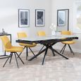 Apollo Extending Dining Set - 6-10 Seater - 160cm-220cm - Grey Ceramic - Boden Swivel Dining Chair - Yellow Fabric