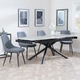 Apollo Extending Dining Set - 6-10 Seater - 160cm-220cm - Grey Ceramic - Darwin Dining Chair - Grey Fabric