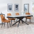 Apollo Extending Dining Set - 6-10 Seater - 160cm-220cm - Grey Ceramic - Darwin Dining Chair - Orange Fabric