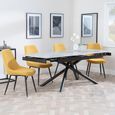 Apollo Extending Dining Set - 6-10 Seater - 160cm-220cm - Grey Ceramic - Darwin Dining Chair - Yellow Fabric
