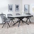 Apollo Extending Dining Set - 6-10 Seater - 160cm-220cm - Grey Ceramic - Ion Swivel Dining Chair - Dark Grey Velvet Fabric