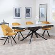 Apollo Extending Dining Set - 6-10 Seater - 160cm-220cm - Grey Ceramic - Ion Swivel Dining Chair - Mustard Velvet Fabric