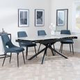Apollo Extending Dining Set - 6-10 Seater - 160cm-220cm - Grey Ceramic - Peyton Dining Chair - Blue Fabric