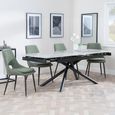 Apollo Extending Dining Set - 6-10 Seater - 160cm-220cm - Grey Ceramic - Peyton Dining Chair - Green Fabric