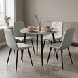 Argenta Dining Set - 90cm - 4 Seater - Round - Light Grey and Black - Sintered Stone Top - 4 Chair