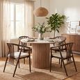 Athens Dining Set - 120cm - Round - Fluted Base - White and Brown - Ceramic and Wooden - 4 Agustin Spindle Back Chairs