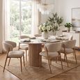 Athens Extending Dining Set - 120cm-200cm - Round - Fluted Base - White and Brown - Ceramic and Wooden - 6 Cavi Chairs
