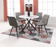 Avesta Dining Set - 4 Seater - 100cm - Round - White Marble Effect - 4 Rodeo Light Grey Chairs