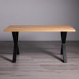 Ramsay Oak Dining Table Set - 6 Seater - 160cm - X Leg - 6 Mondrian Petrol Blue Velvet Chairs