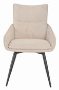 Bern Fluted Dining Set - 4 Seater - 120cm - Round - Black - 4x Ace Swivel Dining Chairs - Beige Fabric