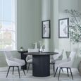 Bern Fluted Dining Set - 4 Seater - 120cm - Round - Black - 4x Ace Swivel Dining Chairs - Beige Fabric
