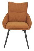 Bern Fluted Dining Set - 4 Seater - 120cm - Round - Black - 4x Ace Swivel Dining Chairs - Orange Fabric