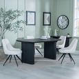 Bern Fluted Dining Set - 6 Seater - 160cm - Black - Arctic Swivel Dining Chairs - Cream Velvet Fabric