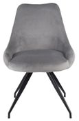 Bern Fluted Dining Set - 6 Seater - 160cm - Black - Arctic Swivel Dining Chairs - Grey Velvet Fabric