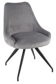 Bern Fluted Dining Set - 6 Seater - 160cm - Black - Arctic Swivel Dining Chairs - Grey Velvet Fabric
