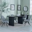 Bern Fluted Dining Set - 6 Seater - 160cm - Black - Arctic Swivel Dining Chairs - Grey Velvet Fabric