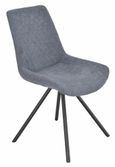 Bern Fluted Dining Set - 6 Seater - 160cm - Black - Boden Swivel Dining Chairs - Dark Grey Fabric
