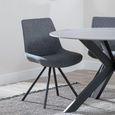 Bern Fluted Dining Set - 6 Seater - 160cm - Black - Boden Swivel Dining Chairs - Grey Fabric