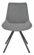 Bern Fluted Dining Set - 6 Seater - 160cm - Black - Boden Swivel Dining Chairs - Grey Fabric
