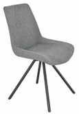 Bern Fluted Dining Set - 6 Seater - 160cm - Black - Boden Swivel Dining Chairs - Grey Fabric