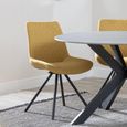 Bern Fluted Dining Set - 6 Seater - 160cm - Black - Boden Swivel Dining Chairs - Yellow Fabric