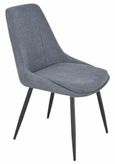 Bern Fluted Dining Set - 6 Seater - 160cm - Black - Darwin Dining Chairs - Dark Grey Fabric