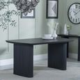 Bern Fluted Dining Set - 6 Seater - 160cm - Black - Darwin Dining Chairs - Green Fabric