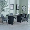 Bern Fluted Dining Set - 6 Seater - 160cm - Black - Darwin Dining Chairs - Grey Fabric