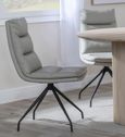 Bern Fluted Dining Set - 6 Seater - 160cm - Black - Diego Swivel Dining Chairs - Beige Leather
