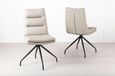 Bern Fluted Dining Set - 6 Seater - 160cm - Black - Diego Swivel Dining Chairs - Beige Leather