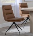 Bern Fluted Dining Set - 6 Seater - 160cm - Black - Diego Swivel Dining Chairs - Brown Leather