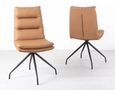 Bern Fluted Dining Set - 6 Seater - 160cm - Black - Diego Swivel Dining Chairs - Brown Leather