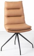 Bern Fluted Dining Set - 6 Seater - 160cm - Black - Diego Swivel Dining Chairs - Brown Leather