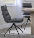 Bern Fluted Dining Set - 6 Seater - 160cm - Black - Diego Swivel Dining Chairs - Grey Leather