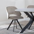 Bern Fluted Dining Set - 6 Seater - 160cm - Black - Ion Swivel Dining Chairs - Beige Velvet Fabric